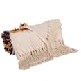 thumbnail image 3 of 50" X 60" Ivory Blue and Yellow Woven Cotton Striped Throw Blanket with Tassels and Fringe, 3 of 7