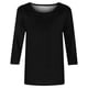 thumbnail image 5 of Blusas Umfun para mujer, cuello redondo liso, manga 3/4, blusa informal versátil, color negro, talla XL, 5 of 5