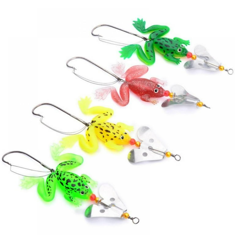 Prettyui 4pcs/lot Fishing Lure Artificial Fishing False Bait Frog Lure with  Carbon Steel Hook Soft Fishing Frog Lures CrankBait fishing tackle