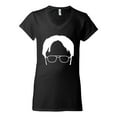 thumbnail image 2 of Wild Bobby, Office Dwight Glasses Face Silhouette Funny Schrute, Pop Culture, Women's Standard V-Neck Tee, Black, Small, 2 of 4