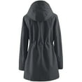 thumbnail image 4 of Htigea Raincoat for Women Waterproof Windbreaker Mid-Length Drawstring Waist Hooded Coat Plus Size Outdoor Active Windproof Jacket with Pockets Gray 4XL, 4 of 5