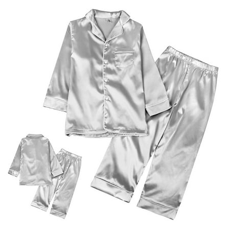 

Autumn Long Sleeve Silk Pajamas Christmas Color Silk Pajamas