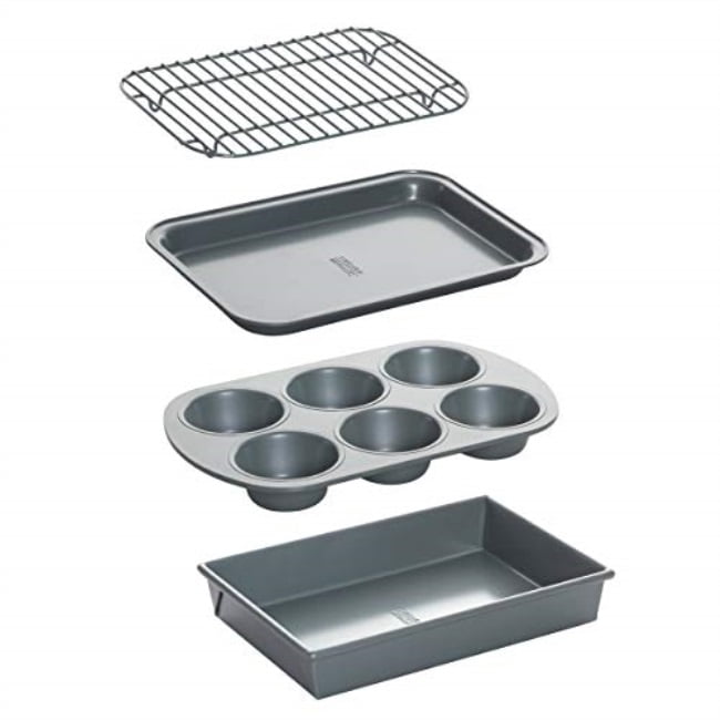 G /& S Metal Products Company Non-Stick 6-Piece Toaster Oven Baking Pan Set Non-Stick Baking Pans Easy to Clean and Perfect for Single Servings