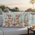 thumbnail image 5 of Easter Rabbits Pillow Covers 2 Pack Spring Colored Eggs Floral Green Wood Grain Pillowcase Waterproof Outdoor Throw Pillow Cover for Patio Balcony Rectangular Cushion 20”x12”, 5 of 9