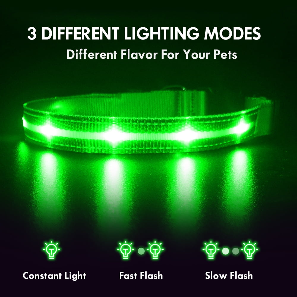 USB Rechargeable LED Glow Collar For Dogs - Adjustable, Light Up Pet Safety Collar