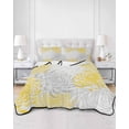 thumbnail image 3 of Quilts Twin XL Size, Yellow Grey Chrysanthemum Soft Comforter Bedding Set for Bed, Farmhouse Botanical Floral Modern Lightweight Quilted Bedspread with Pillow Cover(2 Pieces), 68x98 Inch, 3 of 6
