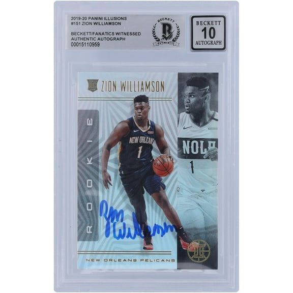 Zion Williamson New Orleans Pelicans Autographed 2019-20 Panini Illusions #151 Beckett Fanatics Witnessed Authenticated 10 Rookie Card - Fanatics Authentic Certified