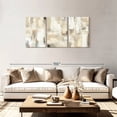 thumbnail image 2 of Elephant Stock Abstract Soft Beige Triptych Wall Art - Horizontal Multi Panel Canvas - Living Room Wall Decor - Abstract Multi Panel - Beige And Brown Decor - 74" x 36", 2 of 8