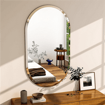 LUVODI 19.68x31.49 inch Frameless Pill Shaped Mirror Bathroom Mirror Bedroom Wall Mounted Makeup Mirror