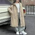 thumbnail image 2 of Big Girls Long Trench Coat Oversized Open Front Cardigan Coat Snap Zip Up Fall Windbreaker Jacket with Pockets (14 Years, Khaki), 2 of 6