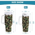 thumbnail image 2 of Gobelet de 40 oz avec Poignée, Couvercle et Paille, Gobelet d'Eau Isolé, Tasse d'Eau en Acier Inoxydable, Tasse/bouteille Réutilisable, Compatible avec Porte-Gobelet, Camouflage Vert, 2 of 6