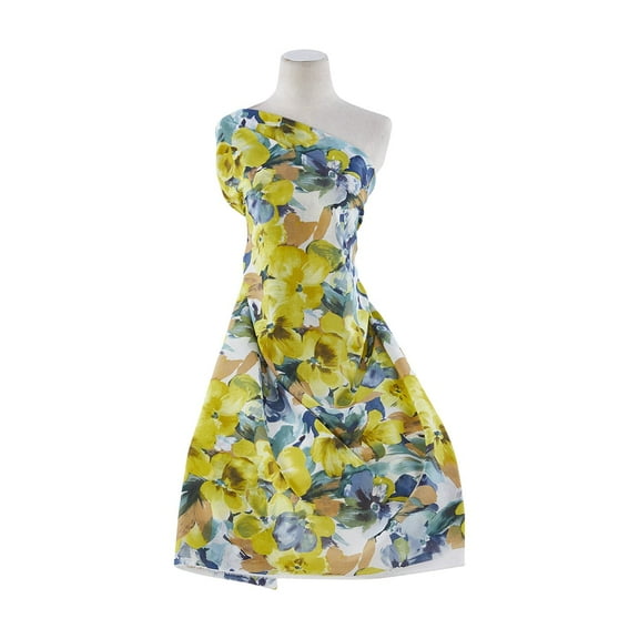 Zelouf Violets On Cotton Lawn  , Sewing, DIY, Crafts Fabric by the Yard, 742 Citron/blue, 5 Yard