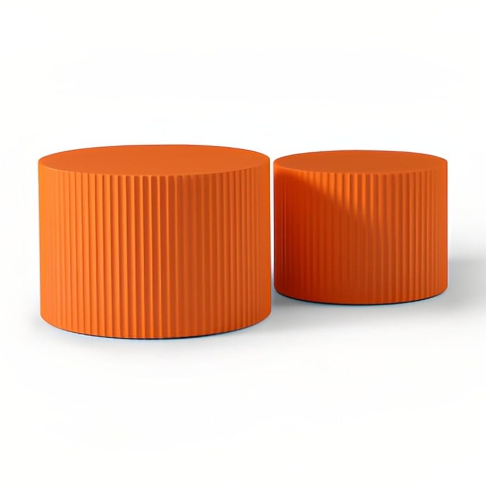 Nesting Coffee Table Set of 2, Round Side Tables Accent End Table for Living Room, Apartment, Orange