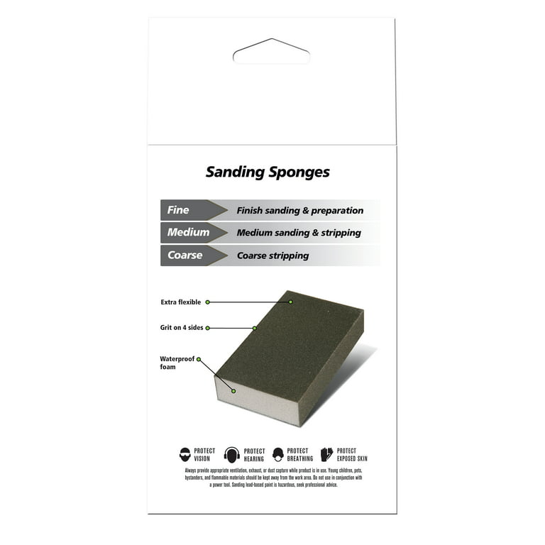 Reusable Jumbo Sanding Sponges Assortment Fine Medium ~ 3-Pack