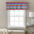 thumbnail image 3 of Red Teal Yellow Stripes Valance Curtain Lines Art Window Valances Rod Pocket Short Curtains Window Treatments for Kitchen Bedroom Bathroom Laundry 60" x 14", 3 of 9