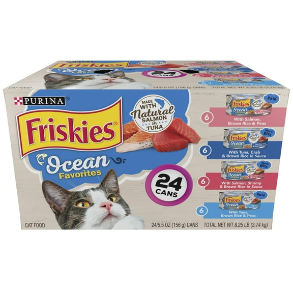 Purina Friskies Ocean Favorites Variety Pack, Wet Cat Food, 5.5 oz Cans, 24 Pack