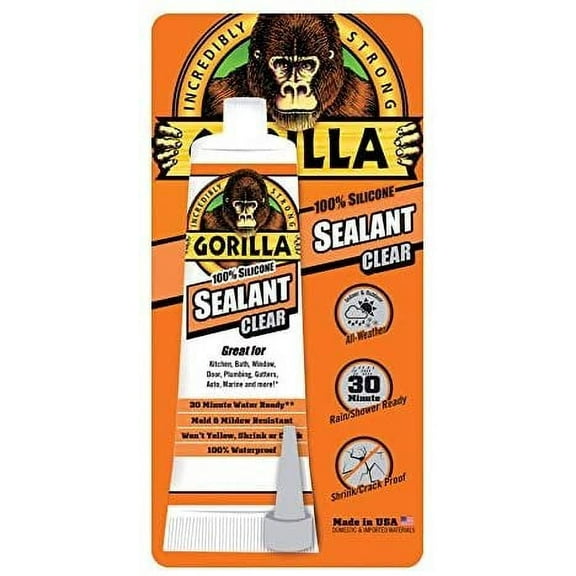 Gorilla Glue 8090002 Silicone Sealant, Clear, 2.8-oz. Tube - Quantity 6