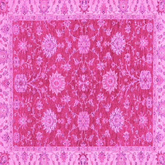 Ahgly Company Indoor Square Oriental Pink Traditional Area Rugs, 7' Square