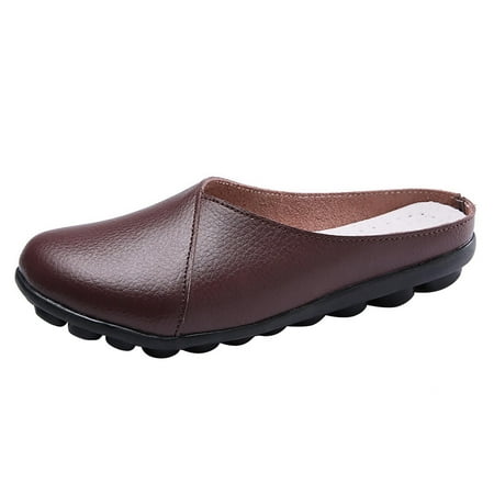 

Pyhlmscde Womens Sandals Slip On Mules Shoes Closed Toe Flat Heel Backless Slippers Loafers Summer Casual Shoes