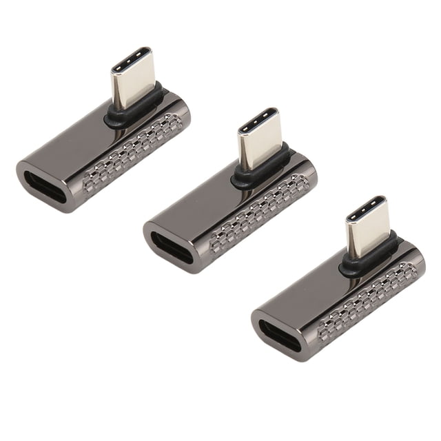 Adaptador USB C De ángulo Recto, 3 Piezas De Curva Media Hembra A Macho USB C A USB C Adaptador 100W Para Teléfono