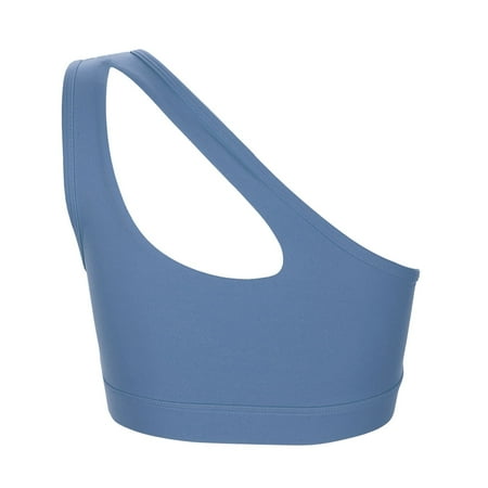 

B91xZ Dressy Tops For Women Women s Sports Underwear One Shoulder Vacuous Vest Gathered Shockproof Running Sports Beautiful Sky Blue XXL