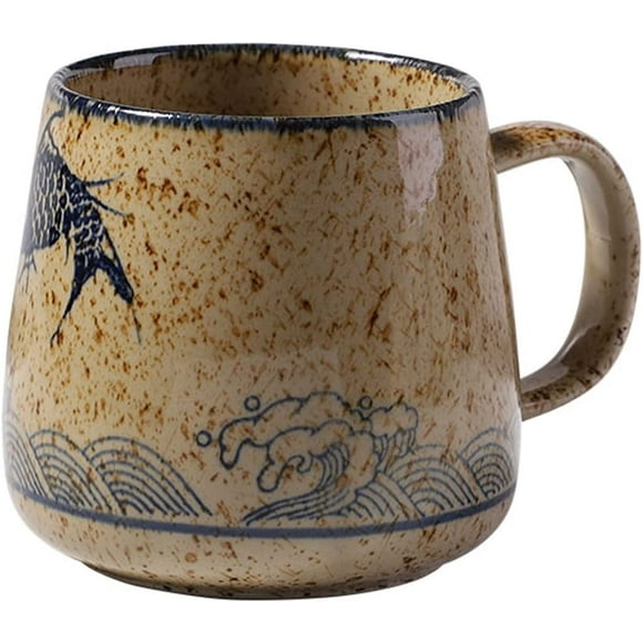 Ceramic Coffee Mug, Vintage Ceramic Tea Cup, Kitchen Bedroom Office Travel Decor Water Cup Milk Cup, Lead-free Cadmium 380ML (Color : E)
