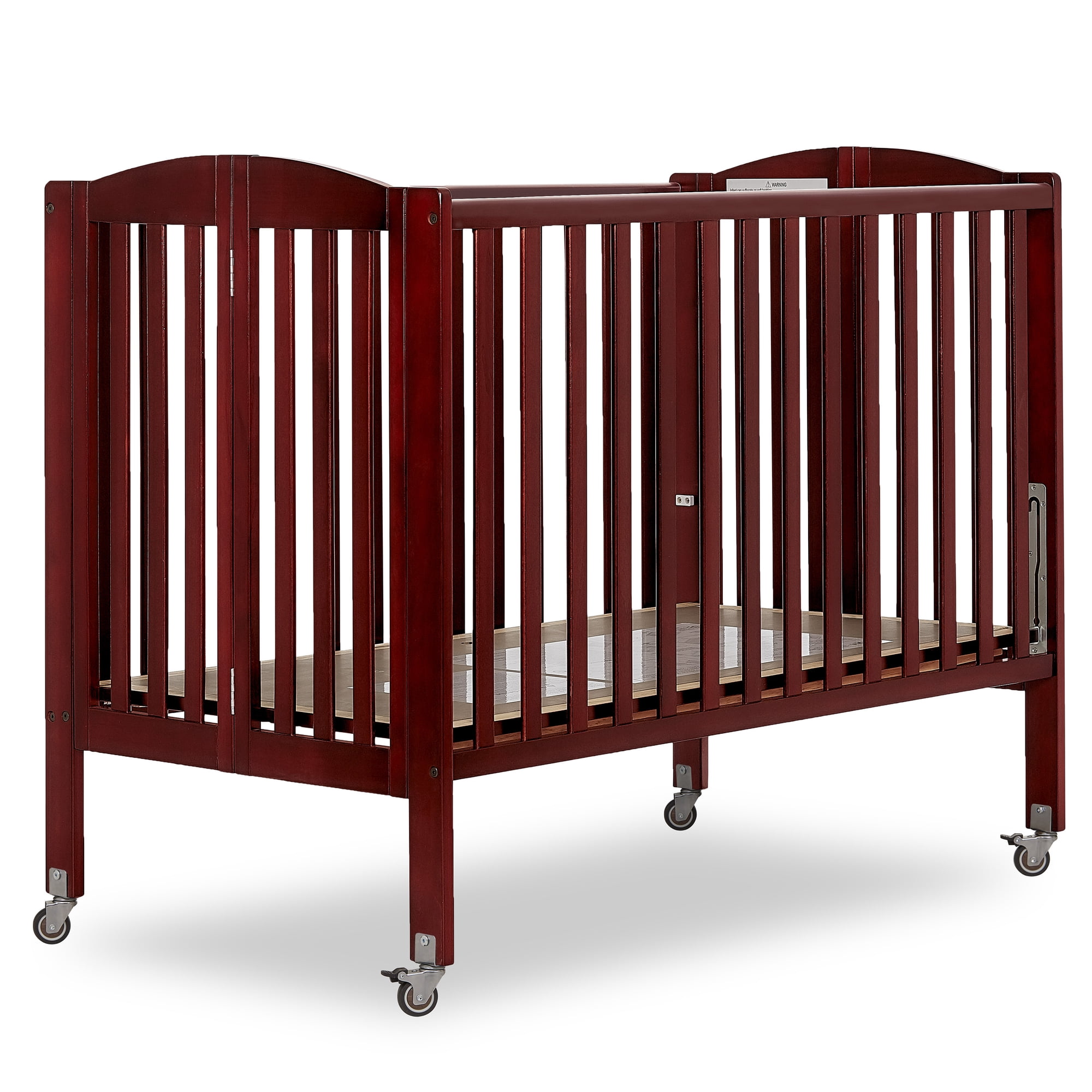 Dream On Me Full Size 2-in-1 Folding Stationary Side Crib, Locking Wheels, Cherry