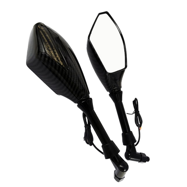 Indicador de Fibra de Carbono para Motocicleta, Espejos Retrovisores Laterales, Señales de Giro LED Integradas para Suzuki Kawasaki Yamaha - Carbón 172-h7 Sunnimix Espejos retrovisores de la motocicleta