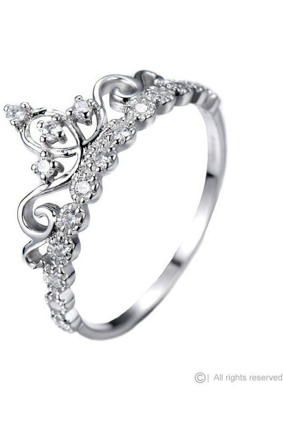Dainty 925 Sterling Silver Princess Crown Ring