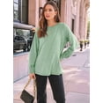 thumbnail image 4 of Blusas de Larga para Mujer, con Cuello Redondo Plisado, Informales, de Negocios, Ropa de Moda. Verde M, 4 of 8