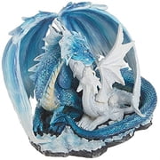 Blue Dragon with White Baby Dragon Medieval Fantasy Figurine Decoration New