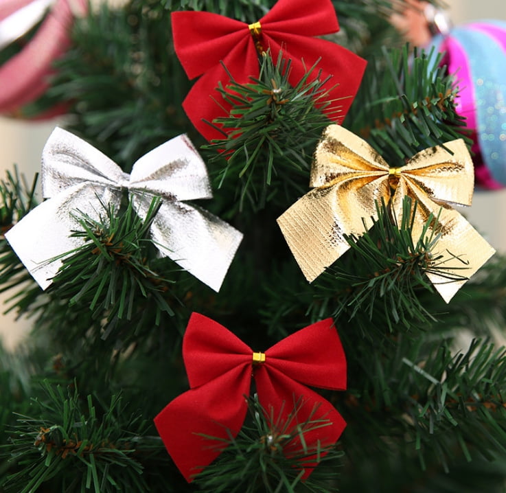 2020 Christmas Tree Bows Ribbon Bowknot Party Gift Present Xmas Decorations DIY 