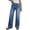 Blue, variant on Summer Casual Stretch High Waist Jeans for Women Elastic Waist Straight Wide Leg Denim Pants with Pockets Vacation Outdoor Work Pants