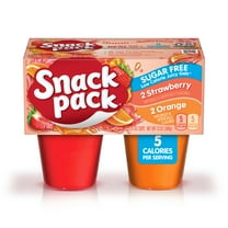 Snack Pack Sugar Free Strawberry and Orange Flavored Juicy Gels, 3.25 oz Snack Cups, 4 Count