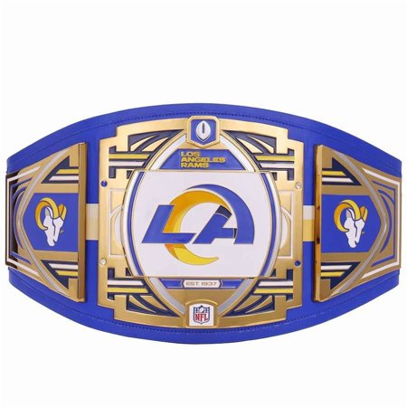 Los Angeles Rams Championship Belt Metal Plates Hand-Tooled Leather Strap Adult Size Collectible