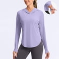 thumbnail image 2 of yoeyez Maillot Dermoprotecteur pour Femmes Upf 50+ Protection Uv Manches Longues Chandails d'Entraînement contre le Soleil Coupe Sèche Randonnée Chandail de Bain Hauts d'Entraînement avec Poches Violet, TG, 2 of 7