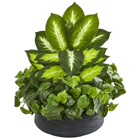 Golden Dieffenbachia & Pothos Artificial Plant