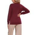 thumbnail image 3 of Pullover Sweaters for Women Long Sleeve Crew Neck Knit Sweater Tops Casual Fall Outfit 2025 M Wine Red, 3 of 6
