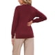 thumbnail image 3 of Suéteres de punto para mujeres, de manga larga, cuello redondo, tops casuales para outfit de otoño 2025, XS, rojo vino, 3 of 6