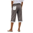 thumbnail image 4 of Noric Women's Cotton Striped Capri Pants Summer High Waisted Casual Cropped Trousers with Pockets, 4 of 7