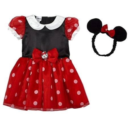 Disney Infant Toddler Girls Minnie Mouse Costume Red Baby Dress Headband