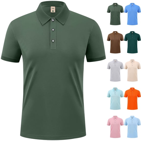Big & Tall Men's Short Sleeve Business Casual Golf Shirts Pique Regular Fit 3 Button Performance Collared Tops Summer Athletic Tennis Tee Father's Day Gift