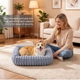 thumbnail image 3 of Exclusivo Mezcla Ribbed Plush Cuddler Dog Bed, 40"x32" Calming Pet Bed with Non-Slip Bottom for Large Dogs, Machine Washable, Light Grey, 3 of 6
