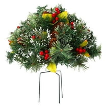 BinKFF 17.7 Inch Outdoor Christmas Tree, Pre Lit Small Christmas Tree Artificial Pathway Xmas Tree 50 LED with with Battery Operated, Pine Cones for Porch Christmas Decor