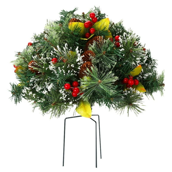 BinKFF 17.7 Inch Outdoor Christmas Tree, Pre Lit Small Christmas Tree Artificial Pathway Xmas Tree 50 LED with with Battery Operated, Pine Cones for Porch Christmas Decor