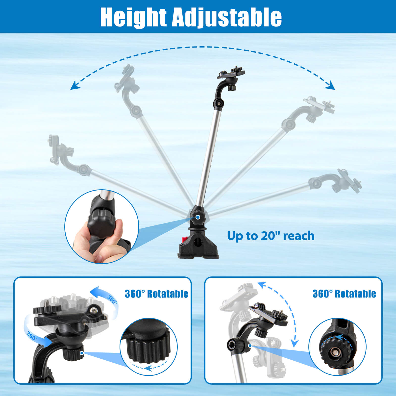 Costway Fishing Boat Kayak Accessory Set of 3 with 3 Mount Brackets 6 Fixing Straps