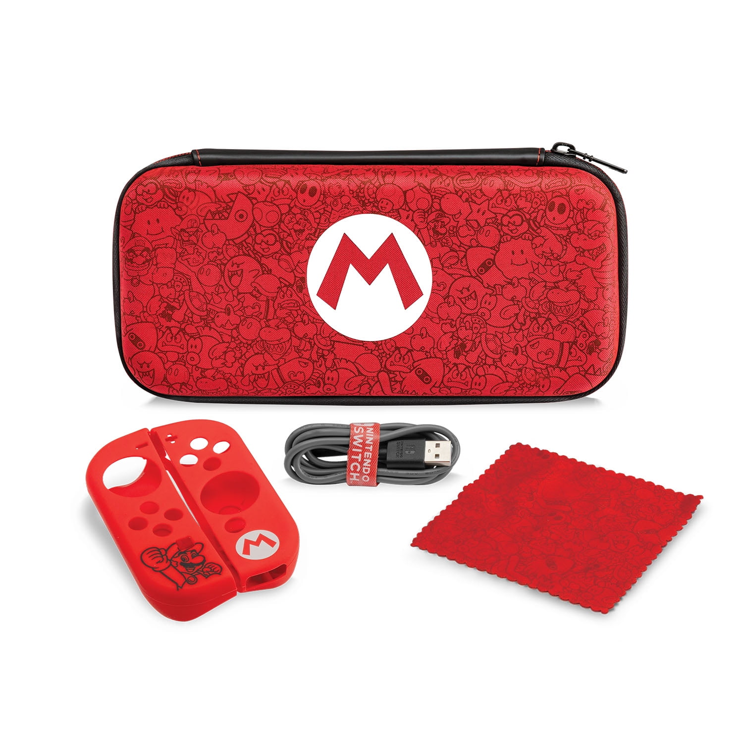 Nintendo Switch Super Mario Bros Mario Remix Starter Kit with Travel Case, Power Cable