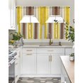thumbnail image 4 of Yellow Brown Swag Curtains for Living Room/Bedroom Windows, Farmhouse Wood Grain Vintage Striped Kitchen Curtains and Valances Set 36 Inch Length, Light Filtering Swags Valance Curtain Panels, 4 of 5