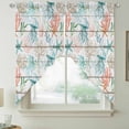thumbnail image 2 of Teal Red Jellyfish Coastal Swag Valances for Windows 2 Pack, Kitchen Window Curtains 36 Inch Length, Vintage Beach Coral Starfish Nautical Privacy Swag Curtains for Living Room/Bathroom 36"x36", 2 of 8
