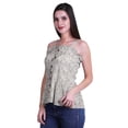 thumbnail image 3 of Moomaya Casual Shoulder Strap Flared Hem Cotton Slub Printed Women Summer Top, 3 of 5